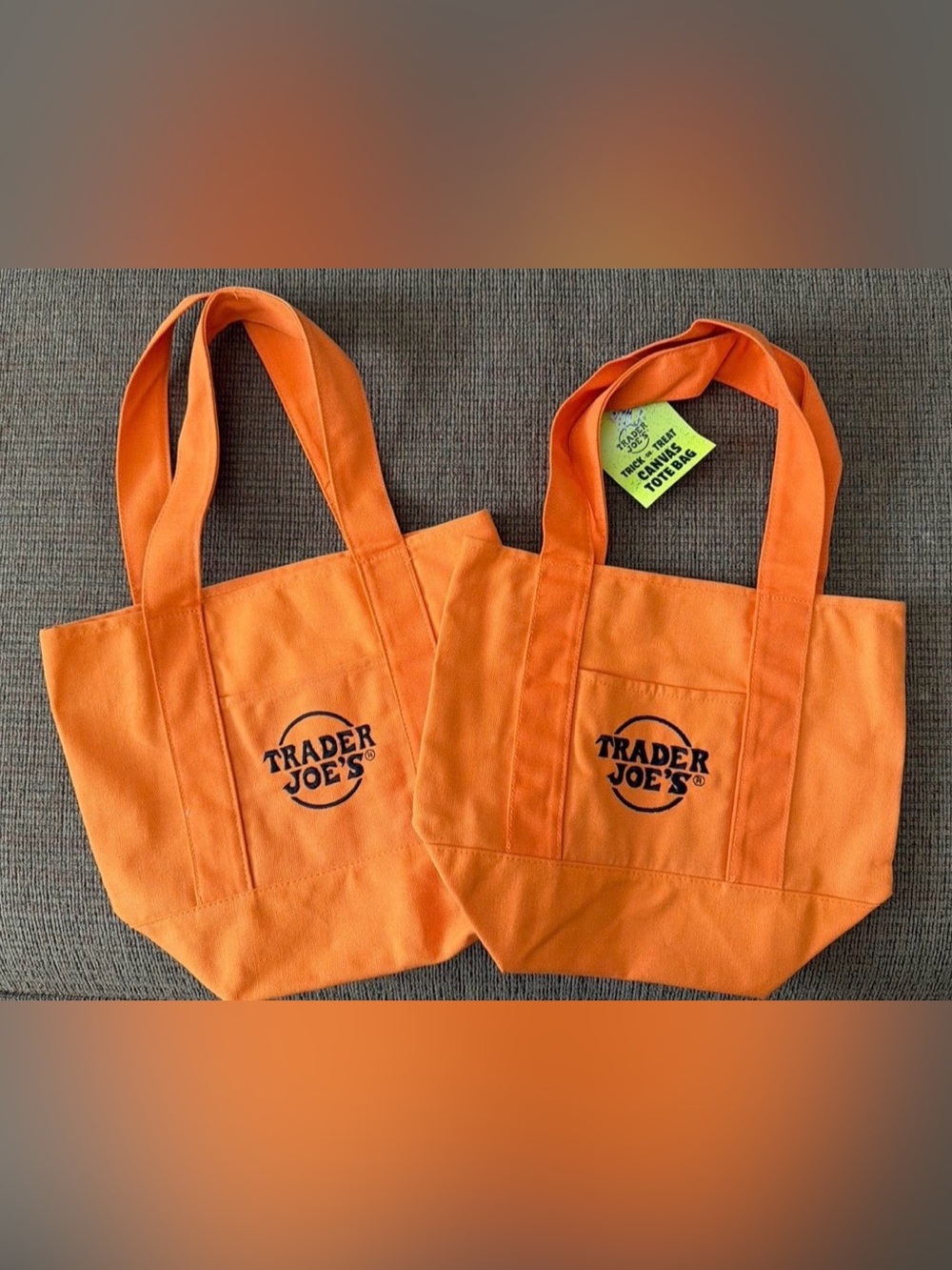 Trader Joe's Orange Canvas Tote Bag - Reusable Everyday Shopper